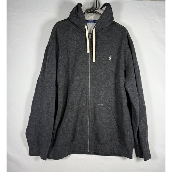 Polo Ralph Lauren Other - Polo Ralph Lauren Full Zip Hoodie Men's XXL Gray Fleece Lined Thermal Hood Pony